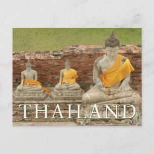 Carte Postale Statues de Bouddhas assis   Ayutthaya, Thaïlande