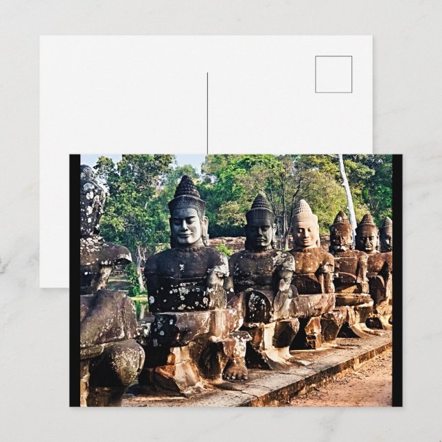 Carte Postale Statues de dieux d'Angkor Thom  (Devant / Derrière)