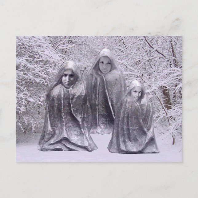 Carte Postale Statues en hiver (Devant)