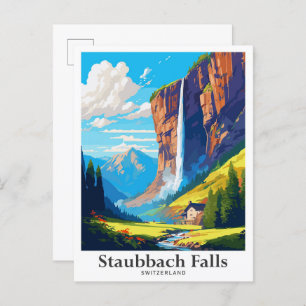Carte Postale Staubbach Falls Suisse Illustration de voyage