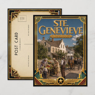 Carte Postale Ste. Genevieve Missouri Vintage Art Déco Or