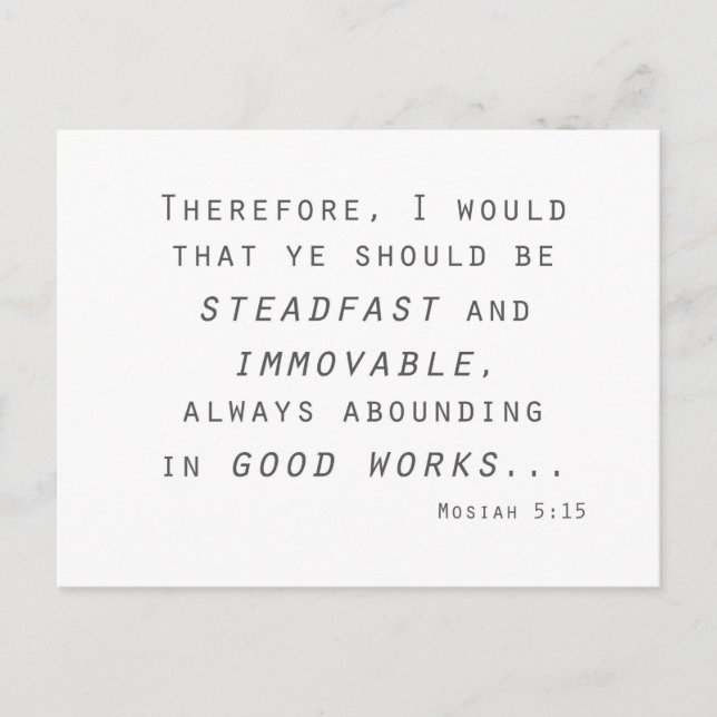 Carte Postale steadfast immovable mosiah lds scripture (Devant)