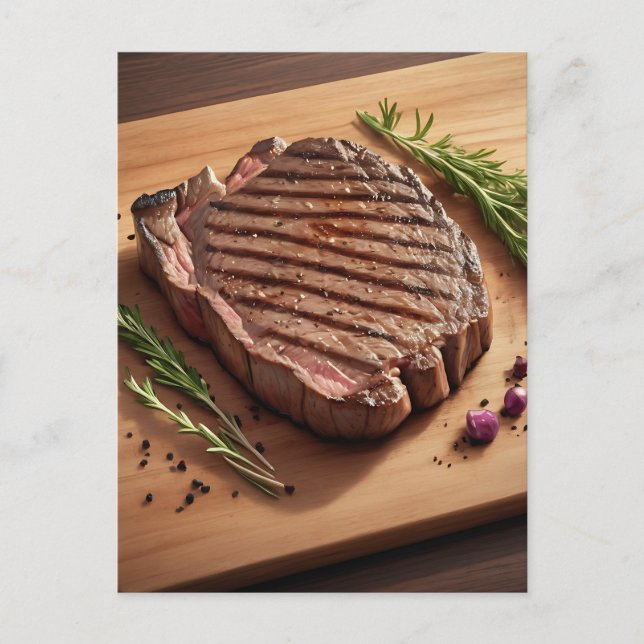 Carte Postale Steak de Ribeye grillé au romarin (Devant)