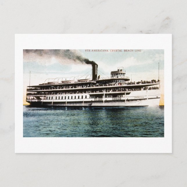 Carte Postale Steamer Americana, ligne de plage Crystal (Devant)