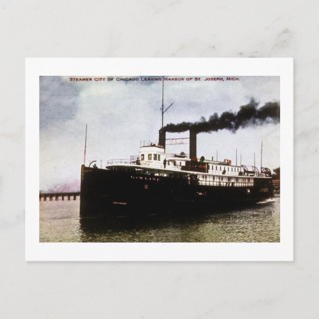 Carte Postale Steamer City Chicago, Harbour St Joseph Michigan (Devant)