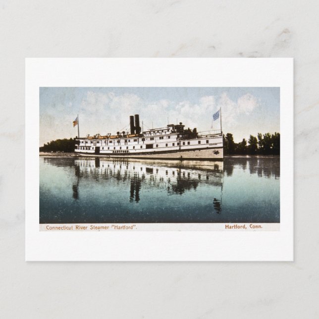 Carte Postale Steamer de la rivière Connecticut "Hartford" (Devant)