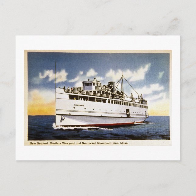 Carte Postale Steamer Naushon, Nantucket Steamboat Line, Mass. (Devant)