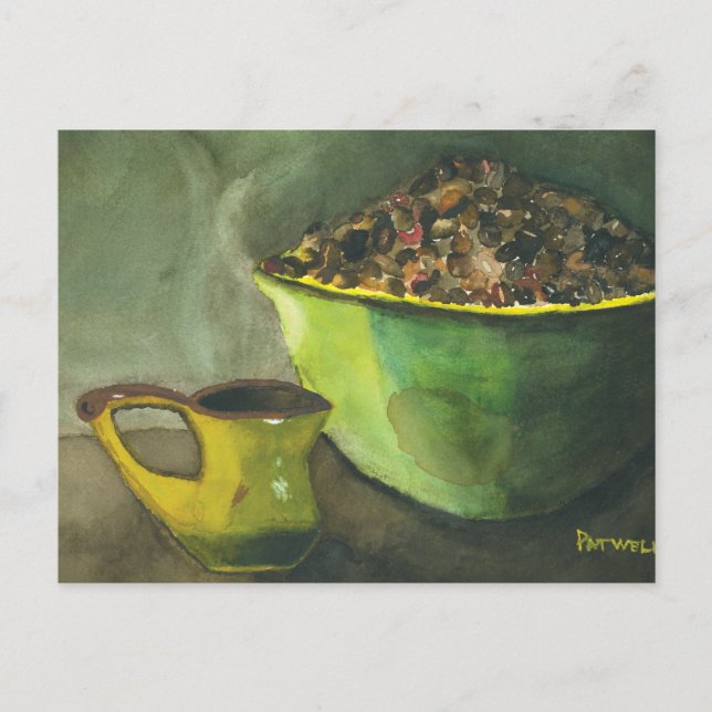 Carte Postale Steaming Morning Cup Cup of Coffee Bowl Coffee Bea (Devant)