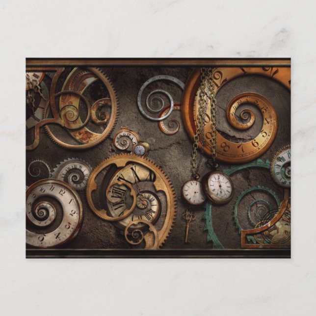 Carte Postale Steampunk - Abstrait - Le temps est compliqué (Devant)