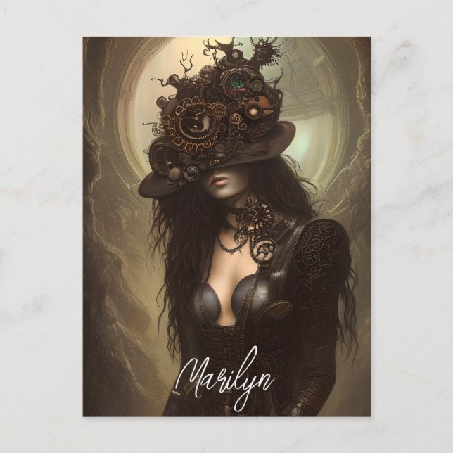 Carte Postale Steampunk Cacher Les Yeux Oeuvres D'Art Originales (Devant)