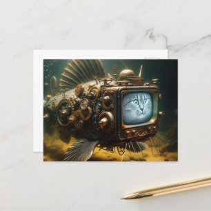 Carte Postale Steampunk Chat Fish