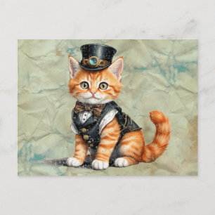 Carte Postale Steampunk Chat : Gothic Kitty Art Pour Amoureux de