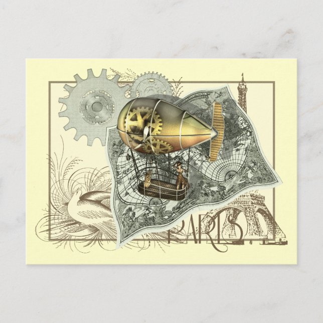 Carte postale Steampunk Dirigible Air Tour (Devant)