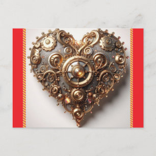 Carte Postale Steampunk Élégant Clockwork Gear Coeur