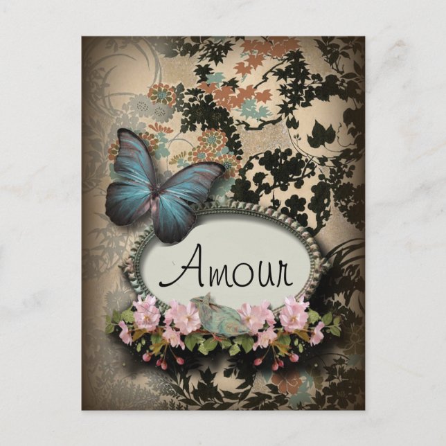 Carte Postale steampunk Ephemera floral Butterfly victorian (Devant)