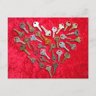 Carte Postale Steampunk HEART of Keys   Red postcard