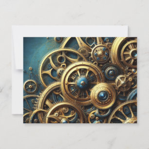 Carte Postale Steampunk Horkwork Or et Turquoise