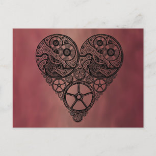 Carte Postale Steampunk Horloge OEuvres et Coeur d'engrenage