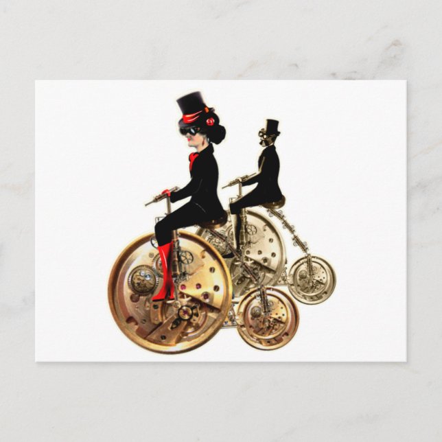 Carte Postale Steampunk man femme penny farthings cadeaux par Le (Devant)