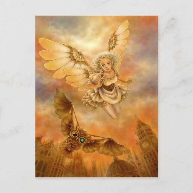 Carte Postale Steampunk Mechanical Owl Fantasy Art Postcard (Devant)