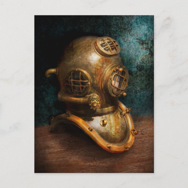 Carte Postale Steampunk - Plongée - Le casque de plongée (Devant)