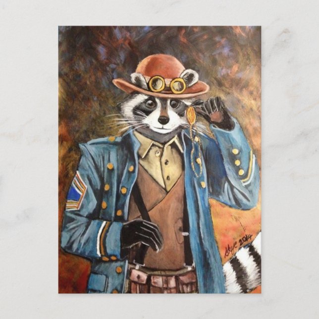 Carte Postale Steampunk Raccoon (Devant)