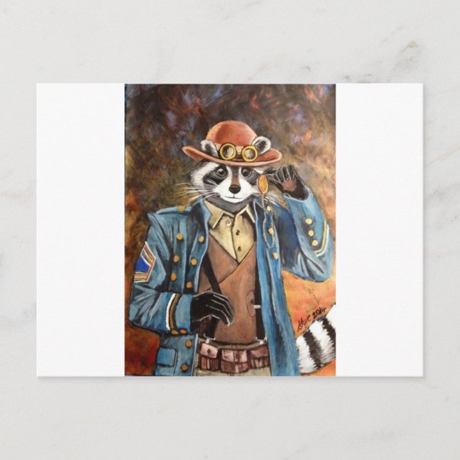 Carte Postale Steampunk Raccoon (Devant)