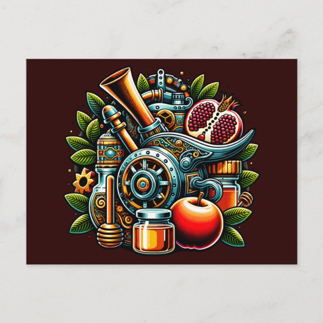 Carte Postale Steampunk Rosh Hashanah (Devant)