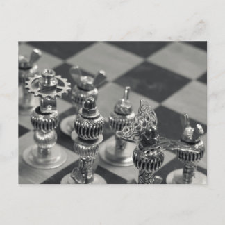 Carte Postale Steampunk Silver Chess Pièces