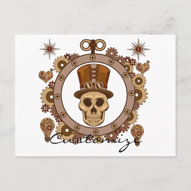 Carte Postale Steampunk Thème Top Hat Skull Thunder_Cove (Devant)