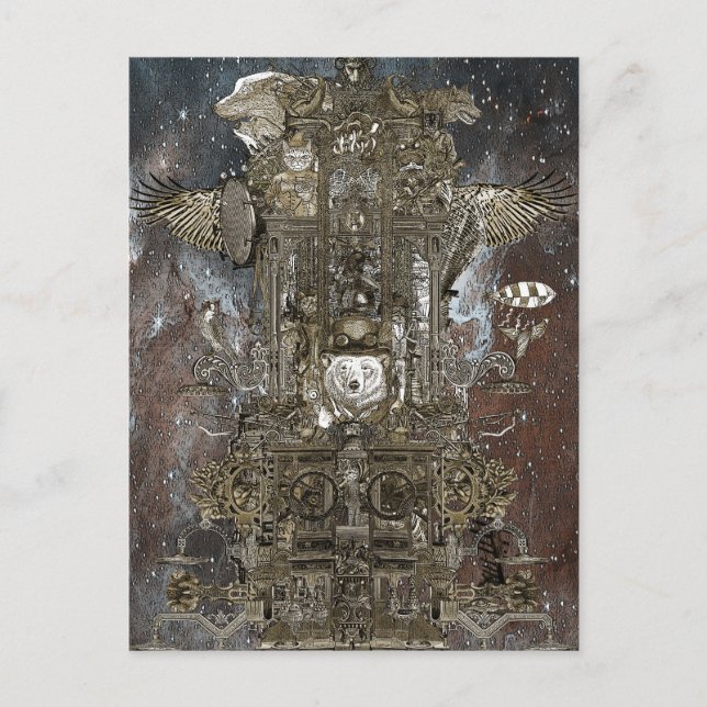 Carte Postale Steampunk Transport spatial (Devant)