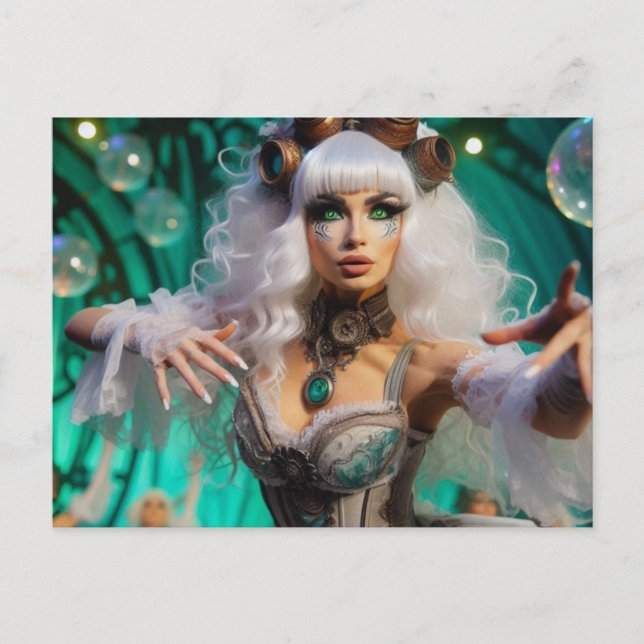 Carte Postale Steampunk Victorian Futuristic Green Dancer (Devant)