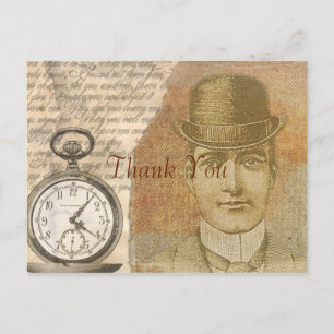 Carte Postale Steampunk Vintage Victorian Gentleman Merci