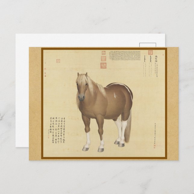 Carte Postale Steed Horse Nommé SnowFlakeEagle Chinese Fine Art (Devant / Derrière)