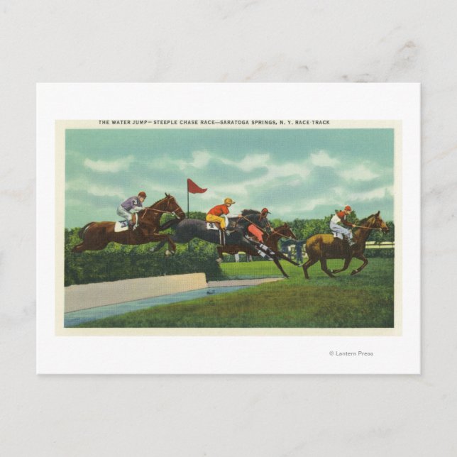 Carte Postale Steeple Chase Water Jump sur la piste de course (Devant)