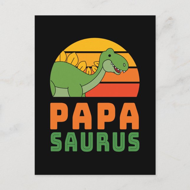 Carte Postale Stégosaure Papasaurus Fête des Pères Dinosaure (Devant)