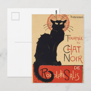 Carte Postale Steinlen Art nouveau Chat noir chic Impression vin