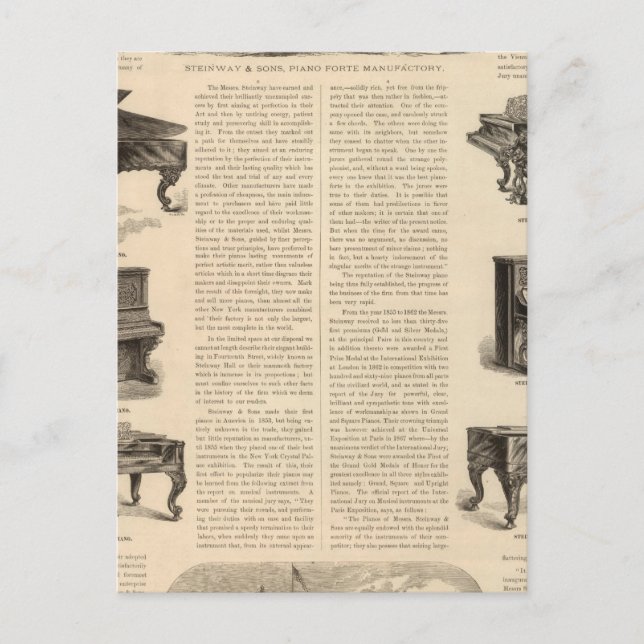 Carte Postale Steinway et fils, Piano Manufacutrants (Devant)