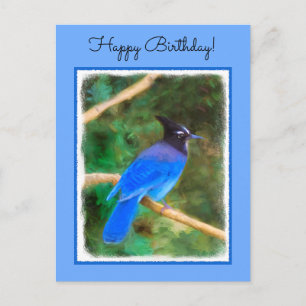 Carte Postale Steller's Jay Painting - Art original pour oiseaux
