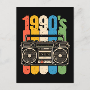 Carte Postale stéréo portable à cassette rétro des années 90
