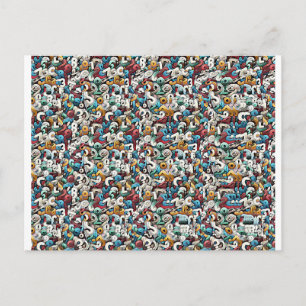 Carte Postale Stéréogramme de la lettre R Magic Eye - Sans envel