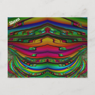 Carte Postale STEVEN ~ Motif de conception fractale 3D ~ Multico