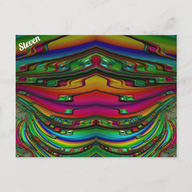 Carte Postale STEVEN ~ Motif de conception fractale 3D ~ Multico (Devant)