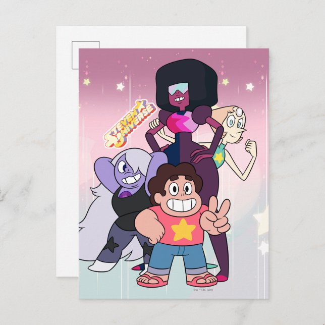 Carte Postale Steven Universe | Pose du groupe Crystal Gem (Devant / Derrière)