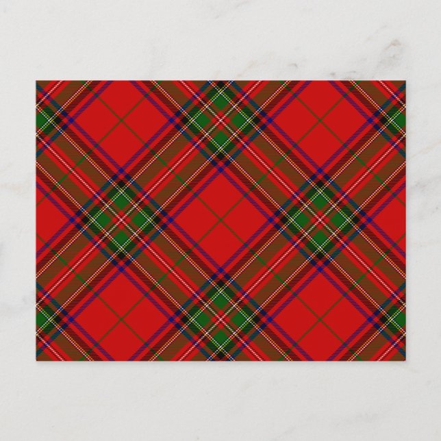 Carte Postale Stewart / Stuart tartan rouge vert plaid (Devant)