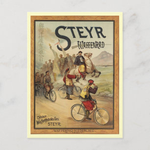 Carte Postale Steyr Waffenrad Military Bike, Vers 1900 Vintage
