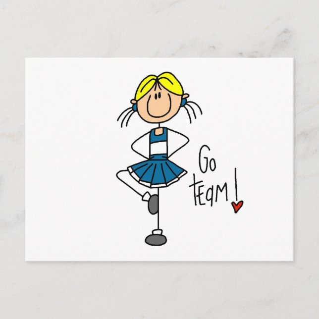 Carte Postale Stick bleu Pom-pom girl T-shirts et cadeaux (Devant)