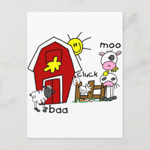 Carte Postale Stick Figure Animaux de ferme Tshirts et cadeaux