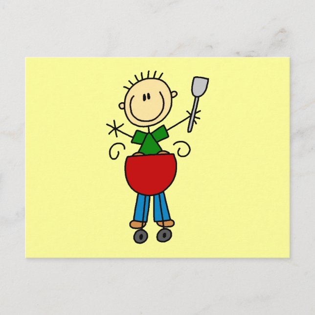 Carte Postale Stick Figure Barbecue T-shirts et cadeaux (Devant)