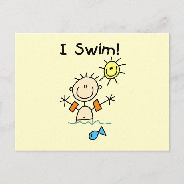 Carte Postale Stick Figure Boy I Swim (Devant)